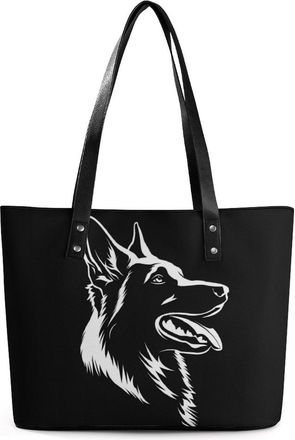 Generic Black German Shepherd Tote Bags for Women Cute Shoulder Purses Handbags