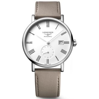 Longines Elegant Collection White Dial Leather Strap Mens Watch L4.812.4.11.2