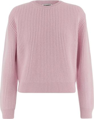 Jil Sander Wool Sweater - Dames - Ronde hals truien - Roze - M - Wol - Truien & Vesten