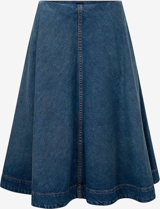 Khaite Ausgewaschener Midirock aus Denim Renta