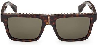Christian Louboutin 56mm Rectangular Sunglasses in Havana Bronze/zeiss Green at Nordstrom