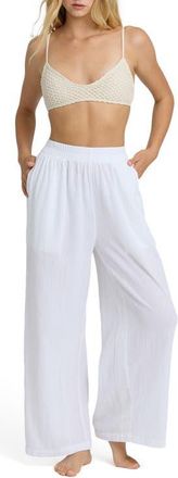 Billabong Follow Me Wide Leg Cotton Cover-Up Pants in Salt Crystal at Nordstrom, Size X-Small