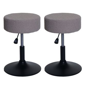 Hhg Hhg - Lote De 2 Taburetes 888, Taburete De Maquillaje, Altura Regulable Giratorio &Oslash; 37cm Tejido Boucl&eacute; 450g/m&sup2; Mvg, Topo