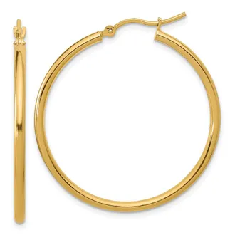 Diamond2Deal 10K Yellow Gold Round Hinged Hoop Earrings