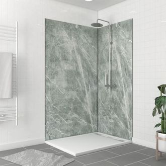 Aurlane Paneles De Pared De Paquete + Perfil De Esquina Negra Mate + 2 Perfiles De Acabado Negro Mat -120x90x210 - Ice Green 120