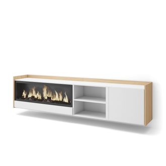 Skraut Home Skraut Home - Mueble Tv, Televisi&oacute;n, Muebles De Sal&oacute;n, Almacenaje, 212x35x50cm, Para Tv Hasta 80, Chimenea El&eacute;ctrica Xxl, Colgado, Suspendido, Estilo 