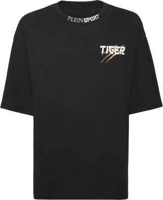 Plein Sport T-Shirt Ronde Hals Tiger Tokyo - Heren - Sportshirts - Zwart - 4XL - Katoen - Fitness