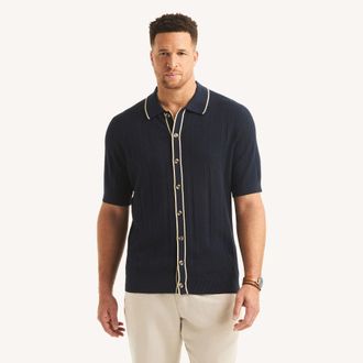 Nautica Mens Big & Tall Buttoned Sweater Polo