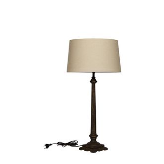 Chehoma L&aacute;mpara de sobremesa de madera marr&oacute;n