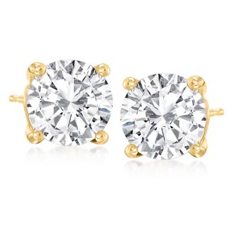 Ross-Simons CZ Stud Earrings in 14kt Yellow Gold
