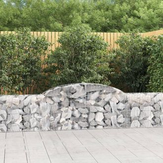 Berkfield Home Arched Gabion Baskets 3 pcs 300x30x60/80 cm Galvanised Iron in Silver