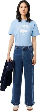 Lacoste Unisex katoenen T-shirt voor volwassenen met Parijs-motief (Lichtblauw)