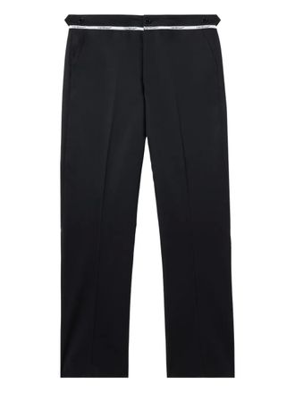 Off-white wool flare trousers - Black