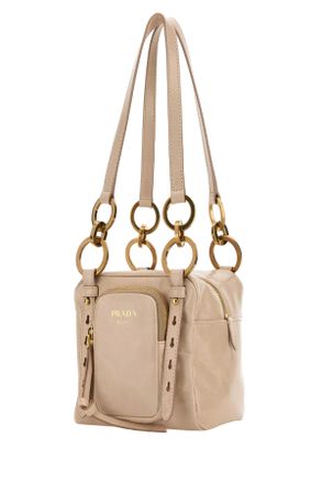 Prada Womens Powder Pink Mini Prada Dangle Handbag Cipria Vitello Borse A Mano Bag