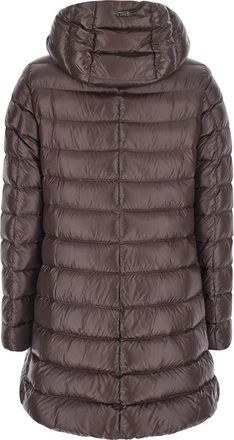 Herno Womens Down Jacket Tech Fabric Brown Puffer