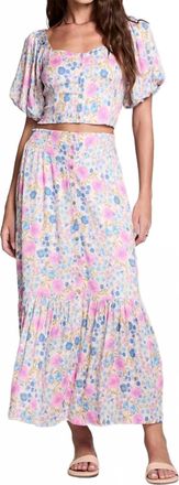 Saltwater Luxe Dagney Midi Skirt In Pink Print