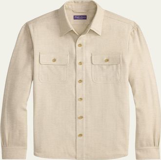 Ralph Lauren Purple Label Mens Cashmere Chevron-Woven Overshirt