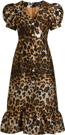 Sister Jane Suite Leopard-jacquard Woven Midi Dress - 16 (UK16 / XL)