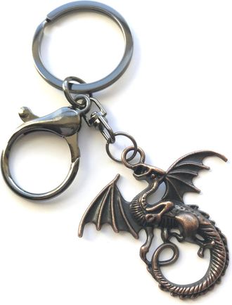 Generic LARGE KEYRING - Flying Dragon - Split Ring And Trigger Clasp. Key Ring. (Copper)