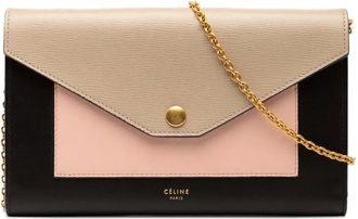 Celine 2017 Tricolor Leather Pocket Envelope Wallet On Chain crossbody bag - Zwart