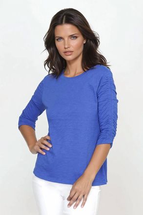 Elliott Lauren Ruched Sleeve Tee In Royal Blue