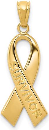 Diamond2Deal 14k Yellow Gold Polished SURVIVOR Awareness Ribbon Pendant