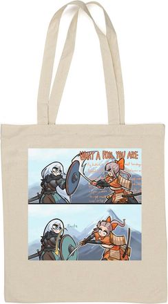 Generic Shield vs katana anime babes fight nordic girl warrior vs girl samurai funny meme Natural Cotton Tote Bag White