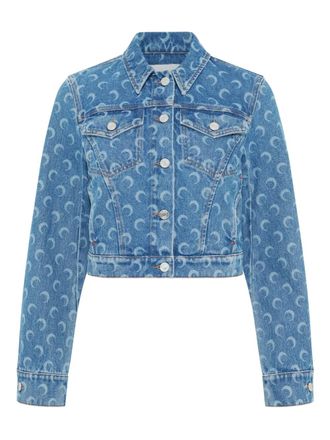 Marine Serre Denim jack met maanprint - Blauw