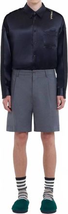 Marni Wool Tailored Shorts In Blue Black
