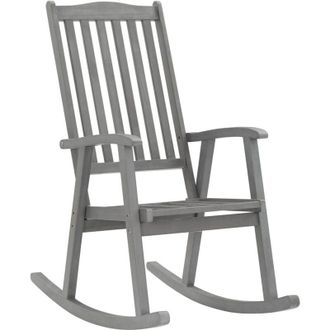 vidaXL Baloi&ccedil;o Silla Acati Madera Masiva Gris
