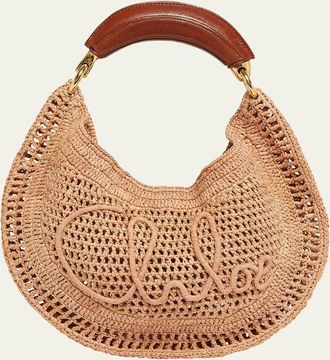 Chloé Summer Banana Top-Handle Bag in Crochet Fabric
