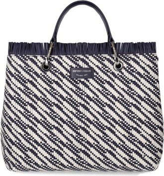 Emporio Armani BORSA SHOPPING MYEA MEDIA BLU E BIANCA EMPORIO ARMANI