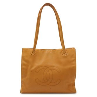 Chanel Mustard Leather Shoulder Bag Tote Bag (Pre-Owned)