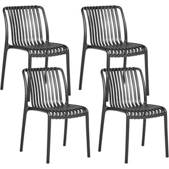 Beliani Beliani - Conjunto De 4 Sillas De De Jard&iacute;n De Pl&aacute;stico Para Interior Y Exterior Sin Reposabrazos Apilables Negro Ariccia