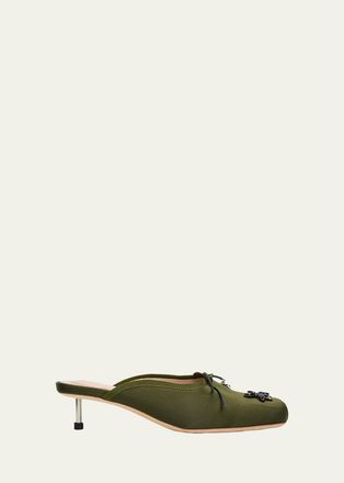 Simone Rocha 40mm Pointe Embellished Satin Ballerina Mules