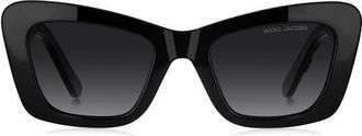 Marc Jacobs 52mm Cat Eye Sunglasses in Black White/Dark Grey Sf at Nordstrom