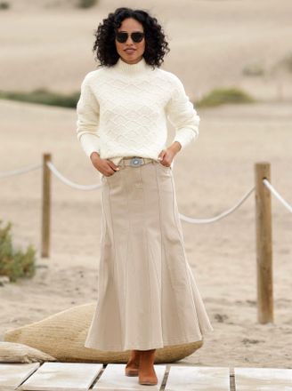 Heine Strickpullover HEINE Pullover, Damen, Gr. 38, beige (champagner), 69% Polyester, 13% Polyacryl, 12% Polyamid, 6% Wolle, unifarben, Pullover Strickpull