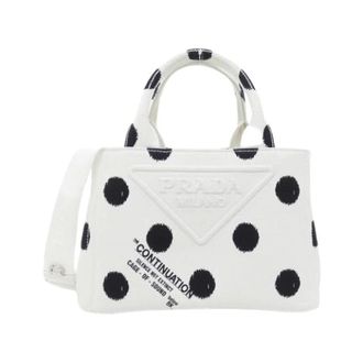 Prada Pre-owned Mini Bags, female, White, Size: ONE SIZE Pre-owned Canapa Pois Tote Bag