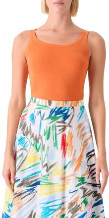 Akris Fitted Virgin Wool Sweater Tank in Orange at Nordstrom, Size 16