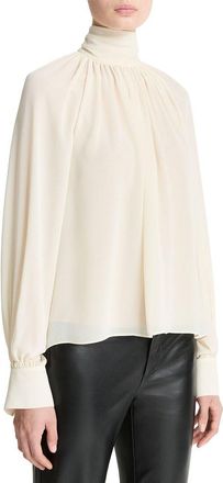 Vince Gathered Draped Neck Blouse