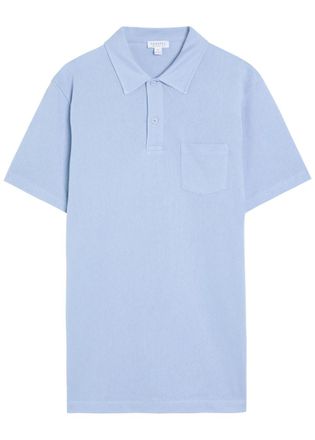 Sunspel Cotton-mesh Polo Shirt - Blue - Xxl