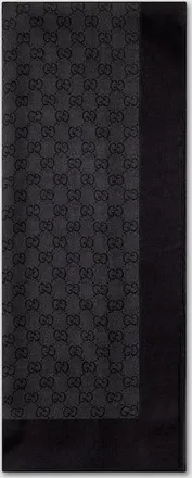 Gucci Printed Silk Chiffon Stole, Black, Silk
