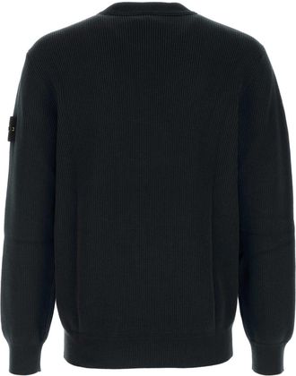 Stone Island Mens Black Cotton Sweater Exterior: Maglieria