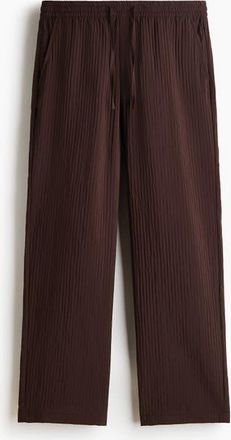 H&M Relaxed Fit Textured Trousers in Dark Brown at Nordstrom, Size Xx-Large