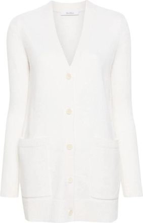 Max Mara Roomwitte Wol-Cashmere Trui met V-hals - Dames - Vesten - Wit - L - Wol - Truien & Vesten