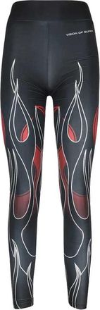 Vision Of Super Logo Print Elastische Polyester Leggings - Dames - Leggings - Zwart - L - Polyester - Broeken