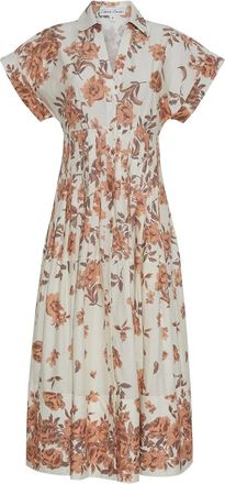 Cara Cara Midi-jurk met plooien en bloemenprint - Wit
