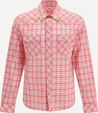 Versace Slim checked cotton poplin Shirt Male 48