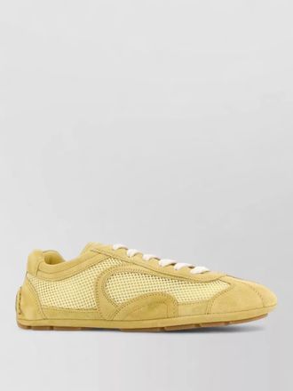 Prada montecarlo suede mesh low profile sneakers