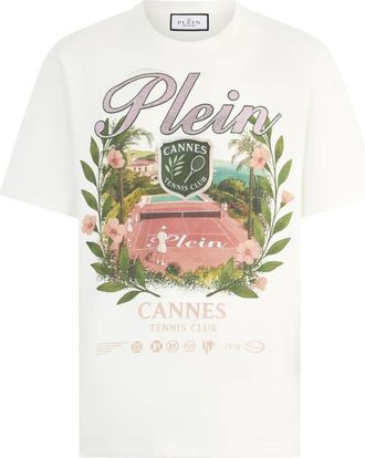 Philipp Plein Ronde Hals T-Shirt Cannes Tennis Club - Heren - T-shirts - Wit - XL - Tops